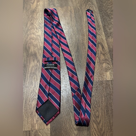 Jos. A. Bank Traveler 100% silk Navy Maroon Striped Tie Long Length - Picture 5 of 8
